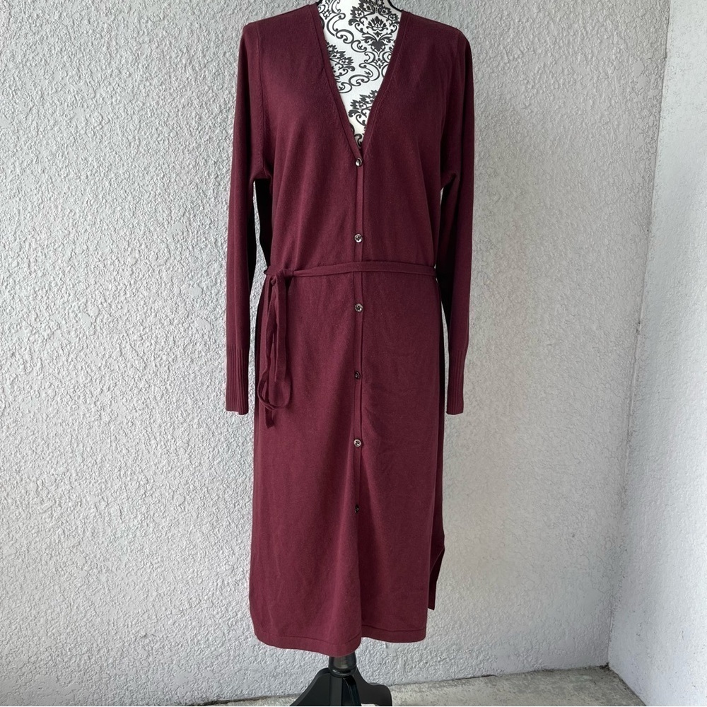 𝅺H By Halston Button Cashmere Silk Knit Sweater Duster Size Large